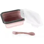 Silikonový svačinový box s příborem malý, Old Pink