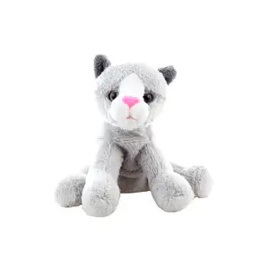 Kočka plyšová šedá 15 cm