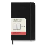 Diář Moleskine 2026 - tvrdé desky, S, denní, černý