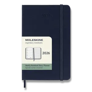 Diář Moleskine 2026 - tvrdé desky, S, týdenní, modrý