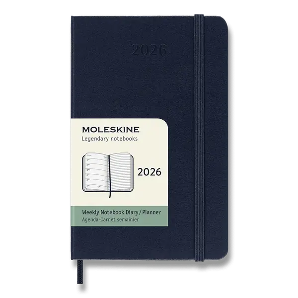 Diář Moleskine 2026 - tvrdé desky, S, týdenní, modrý