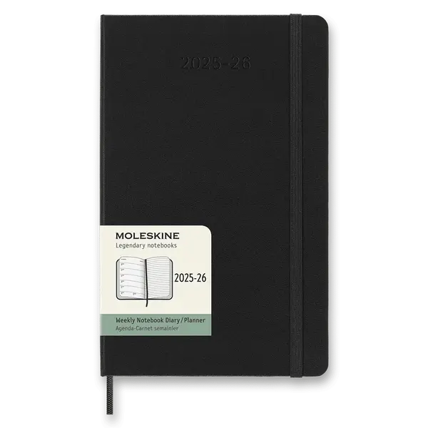 18měsíční diář Moleskine 2025-26 - tvrdé desky, L, týdenní - černý