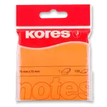 Samolepicí bločky Kores - neonové 75 x 75 mm, 100 listů - oranžové