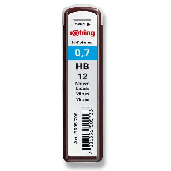 Tuhy Rotring, 12 ks - 0,7 mm, HB