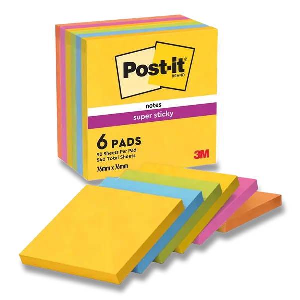 Silně lepicí bločky 3M Post-it - 76 x 76 mm, 6 x 90 l., kolekce Rio