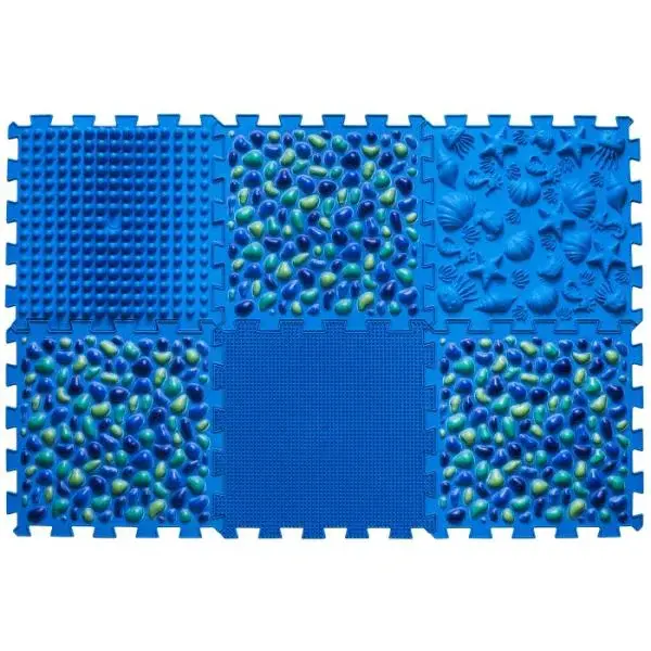 Ortek Masážní ortopedická podložka Puzzle "Mix" 6 prvků Modrý kamínek
