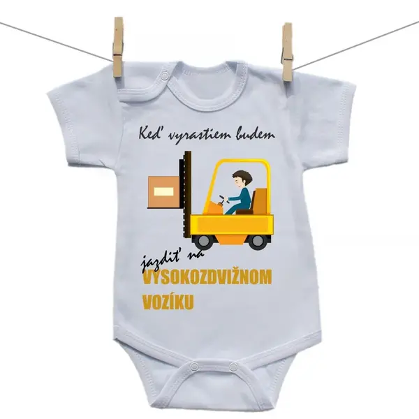 Boodyy Body s krátkym rukávom Keď vyrastiem budem jazdiť na vysokozdvižnom vozíku 98 (2-3 roky)