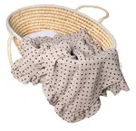 Luxusná dvojvrstvová mušelínová deka s volánikmi, Bodka, 120x120 cm, cappuccino