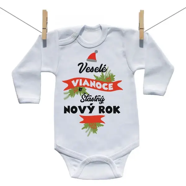Boodyy Body s dlhým rukávom Veselé Vianoce a šťastný nový rok 74 (6-9 mesiacov)