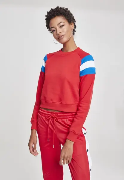 Ladies Sleeve Stripe Crew firered/světlemodrá/bílá