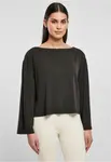 Women's short modal neckline Bateau with long sleeves, black