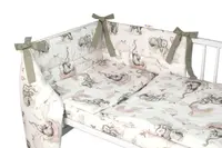 3-dielna sada mantinel s obliečkami, Slon a Dúha, biela/sivá, 135x100 cm