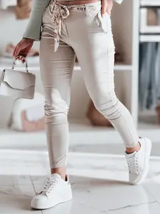 Dámske chinos nohavice ROSSALI s pásom, béžové