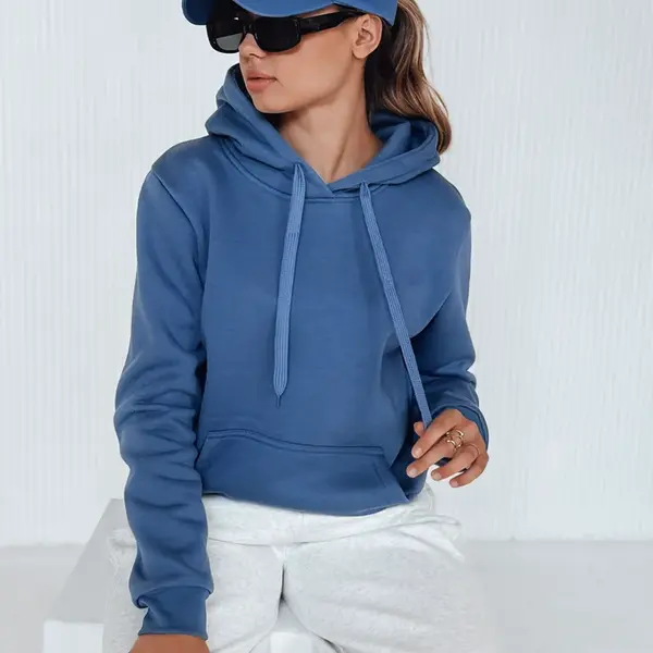 DStreet Bluza damska BASIC z kapturem niebieski