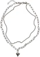Heart Icon Layering Necklace - Silver Color