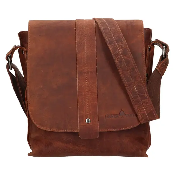 Pánska kožená taška cez rameno Greenwood Jake - hnedá