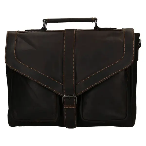 Pánska kožená aktovka Greenwood Graig - tmavo hnedá