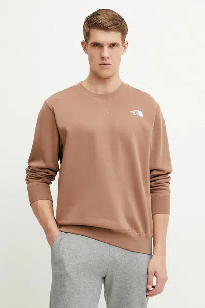 Mikina The North Face Essential pánská, hnědá barva, s aplikací, NF0A89ET6IH1