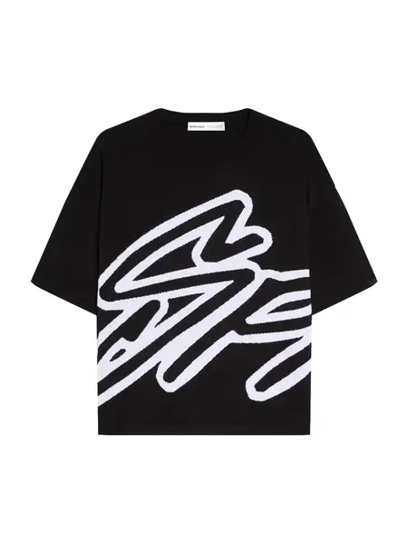 Bershka Tričko  čierna / biela