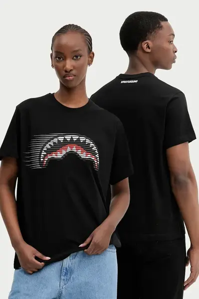 Bavlněné tričko Sprayground černá barva, s potiskem, SP721BLK