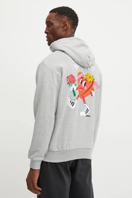 Bavlněná mikina adidas Originals MBN HOODIE pánská, šedá barva, s kapucí, s potiskem, JP0979