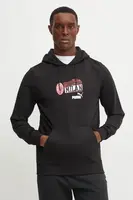 Bavlněná mikina Puma pánská, černá barva, s kapucí, s potiskem, 779323