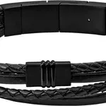 Fossil Černý kožený náramek JF03098001
