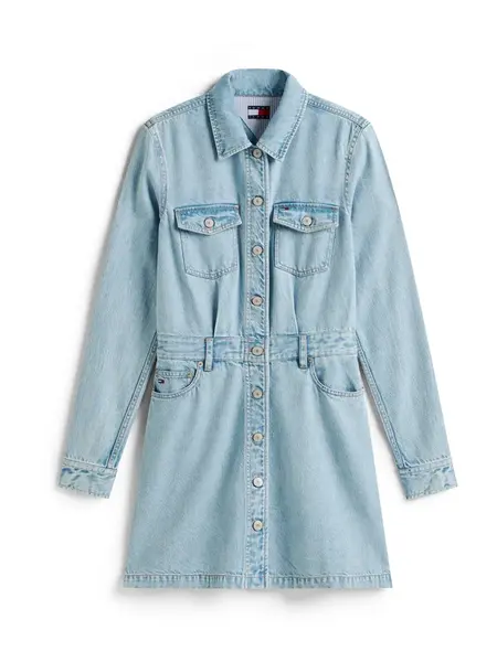 Tommy Jeans Košeľové šaty  modrá denim