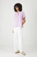 Lněná halenka Medicine fialová barva, hladká