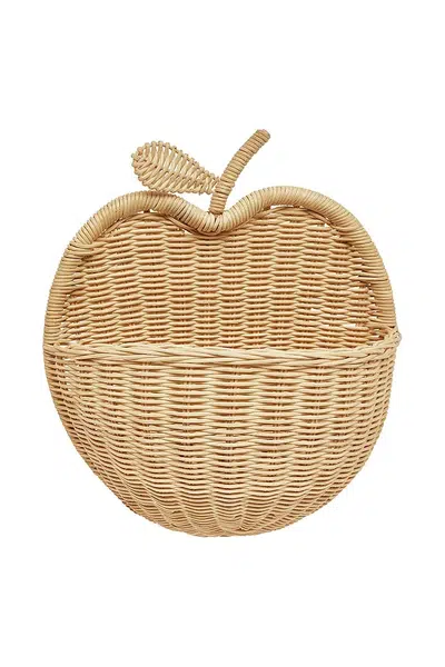 Nástěnný úložný koš OYOY Wall Basket Apple béžová barva