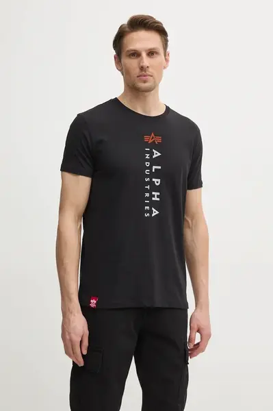 Bavlněné tričko Alpha Industries R Print T černá barva, s potiskem, 136509