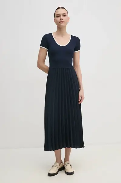 Šaty Tommy Hilfiger tmavomodrá barva, midi, WW0WW44618