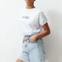 Trendyol světle modré džínové šortky a bermudy s elastickým pasem