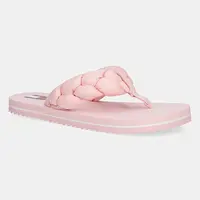 Žabky Tommy Jeans BRAIDED THONG BEACH SANDAL dámské, růžová barva, na plochém podpatku, EN0EN02877