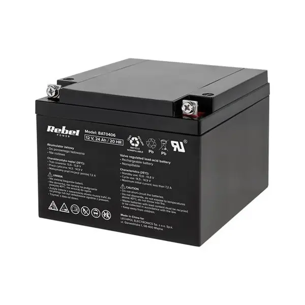Baterie olověná 12V 24Ah REBEL BAT0406