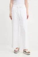 Bavlněné kalhoty Hollister Co. dámské, bílá barva, high waist, KI356-5063