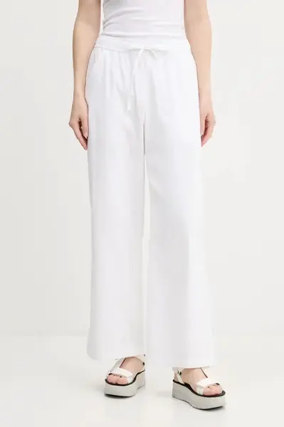 Bavlněné kalhoty Hollister Co. dámské, bílá barva, high waist, KI356-5063