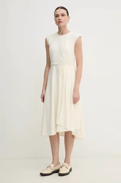 Šaty Dkny béžová barva, midi, DD4KC366