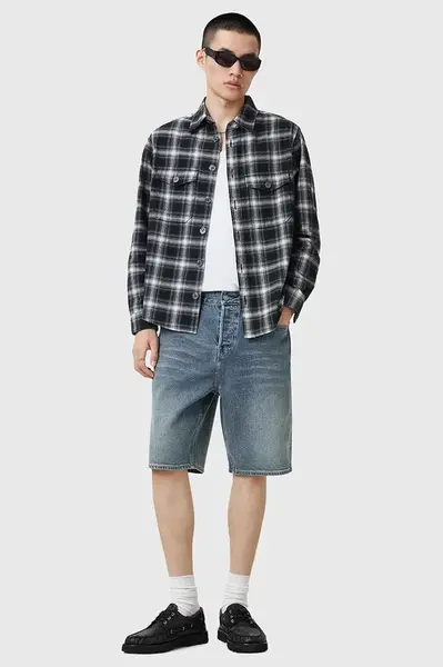 Džínové šortky AllSaints SWITCH pánské, modrá barva, M022TC