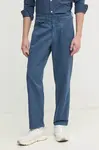 Kalhoty Pepe Jeans RELAXED COMFORT PLEATED CHINO pánské, modrá barva, ve střihu chinos, PM211803