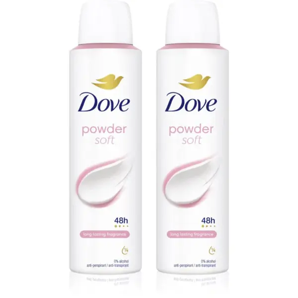 Dove Powder Soft antiperspirant sprej 2x150 ml