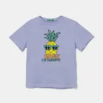 Dětské bavlněné tričko United Colors of Benetton fialová barva, s potiskem, 3I1XG10JM