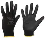 SIXTOL Rukavice pracovní z polyesteru polomáčené v polyuretanu GLOVE PE-PU 11, černé, velikost 11