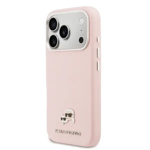 Karl Lagerfeld PU Karl and Choupette Heads Pins MagSafe Zadní Kryt pro iPhone 17 Pro Pink