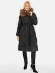 PERSO Woman's Women's long tied real down coat with raccoon fur ,  color