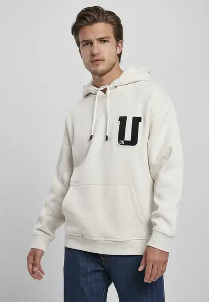Oversized Frottee Patch Hoody light gray