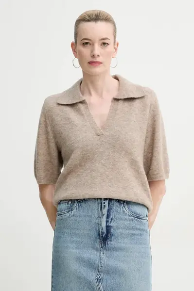 Vlněný svetr Gestuz dámský, béžová barva, lehký, 10910035