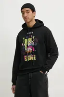 Bavlněná mikina Iceberg pánská, černá barva, s kapucí, s potiskem, E60A 6334