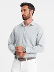 Ombre Men's shirt with pocket REGULAR FIT - light grey melange