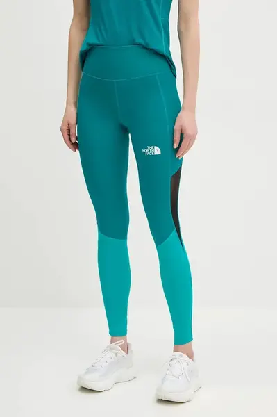 Sportovní legíny The North Face Trail Run dámské, zelená barva, vzorované, NF0A8BNV92Y1